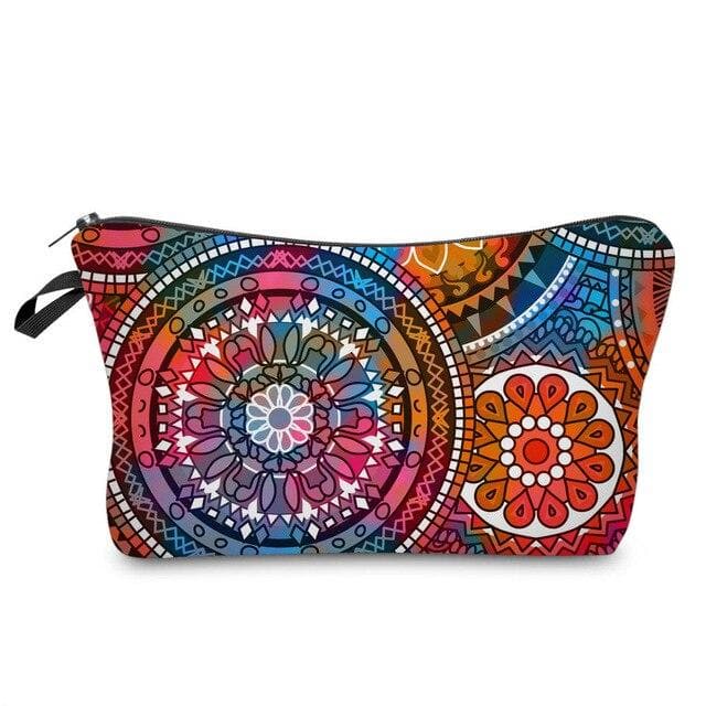 Deanfun Colorful Mandala Flower Small Cosmetic Bag 3D Printed Waterproof Stylish Makeup Bag For Women Girls Teenages 51555