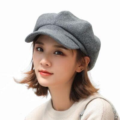 MAERSHEI wool Women Beret Autumn Winter Octagonal Cap Hats Stylish Artist Painter Newsboy Caps Black Grey Beret Hats