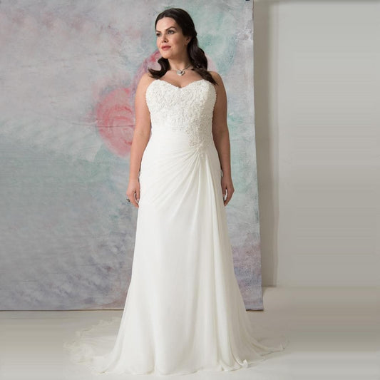 Simple White/Ivory Chiffon Wedding Gowns Hochzeitskleid Vestidos de Novia Appliqued Sheath Plus Size Bride Dress Customized