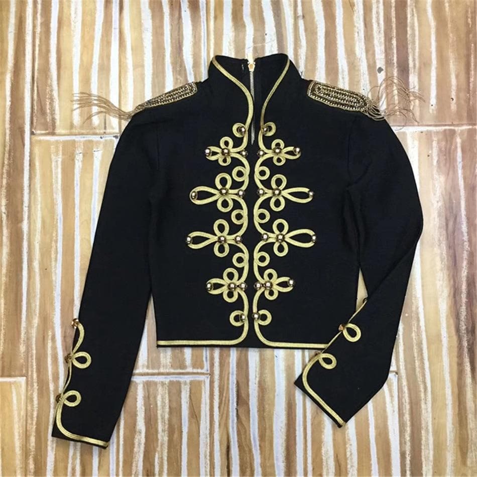 New Fashion Bodycon Women Jacket Long Sleeve Stand Casual Button Zipper Black Sexy Night Club Celebrity Party Coat