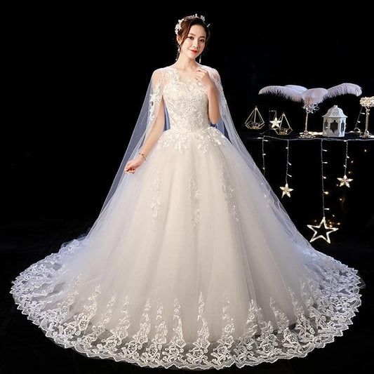 Mrs Win Wedding Dress 2020 New Elelgant Court Train Lace Embroidery Princess Vintage Wedding Dresse Plus Szie Wedding Gowns