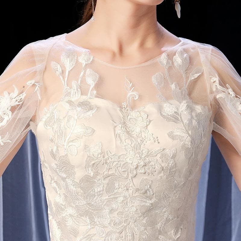 Mrs Win Wedding Dress 2020 New Elelgant Court Train Lace Embroidery Princess Vintage Wedding Dresse Plus Szie Wedding Gowns