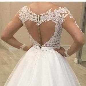 Appliques Long Sleeves Vestido De Noiva Amazing Open Back Lace Wedding Dress Bow Wedding Gown Bridal Dress