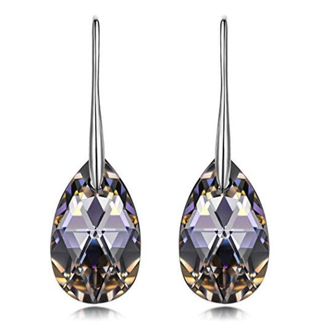 Hermosa 925 Sterling Silver Teardrop Dangle Earrings With Crystals from Swarovski Hypoallergenic Jewelry Gift Box Packing