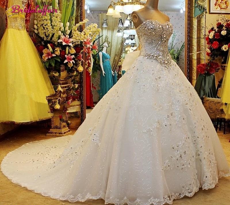 Premium Collections - Luxury Pearls Wedding Dress a line Shiny Wedding Gown Sweetheart Corset Wedding Dresses
