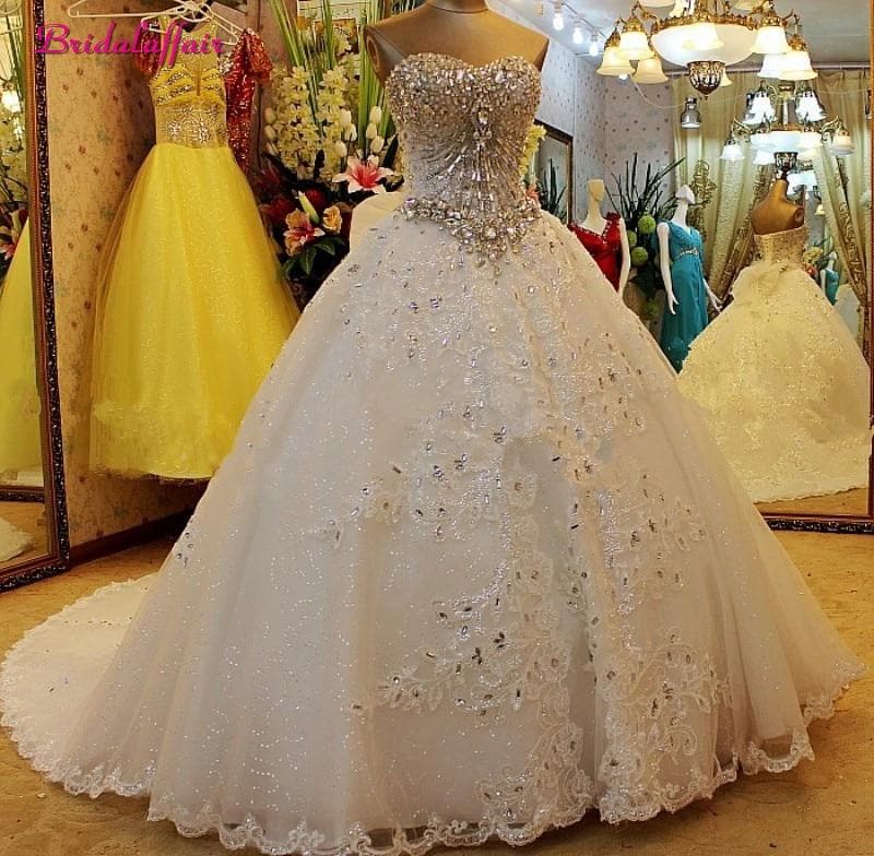 Premium Collections - Luxury Pearls Wedding Dress a line Shiny Wedding Gown Sweetheart Corset Wedding Dresses