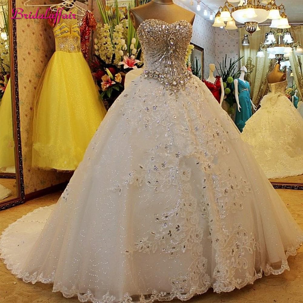 Premium Collections - Luxury Pearls Wedding Dress a line Shiny Wedding Gown Sweetheart Corset Wedding Dresses