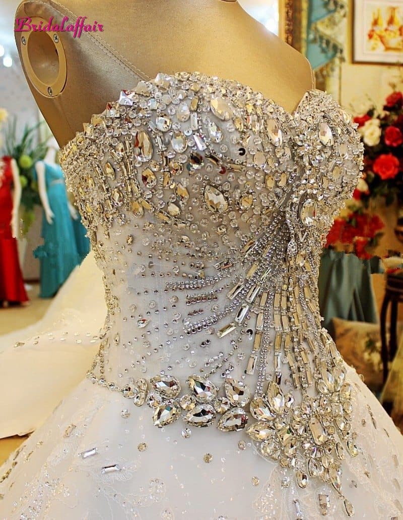 Premium Collections - Luxury Pearls Wedding Dress a line Shiny Wedding Gown Sweetheart Corset Wedding Dresses