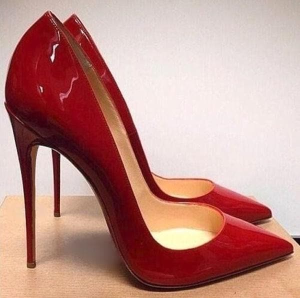 Simply gorgeous! Premium Quality Red Patent Leather Wedding Shoes Bride Pointed Toe Female Shoes Stiletto Heels Party Dress Women Shallow Pumps