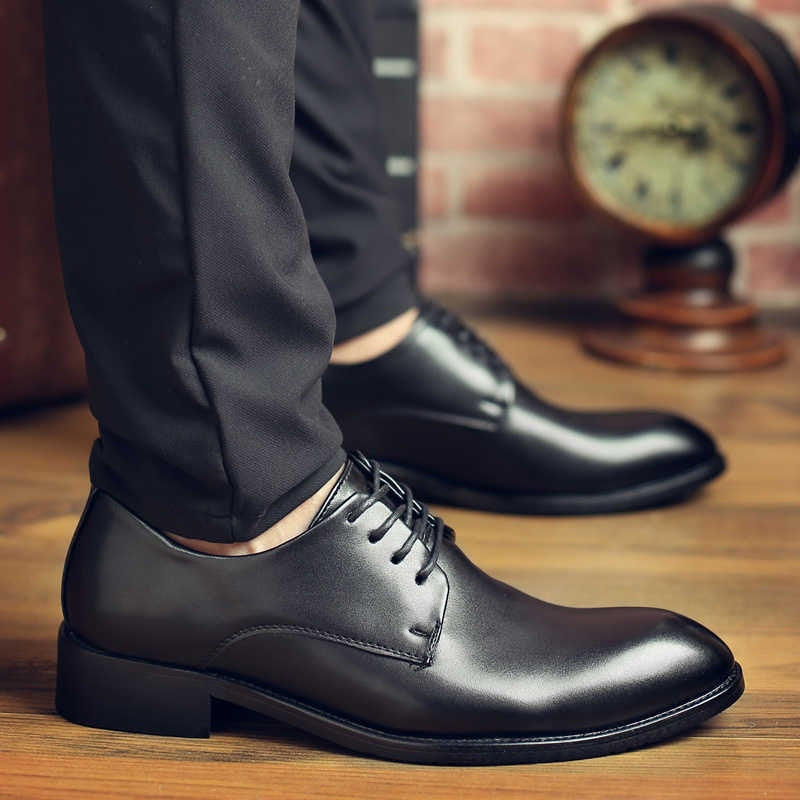 High Quality Genuine Leather Men Dress Shoes Comfortable Casual Formal Business Wedding Dress Shoes