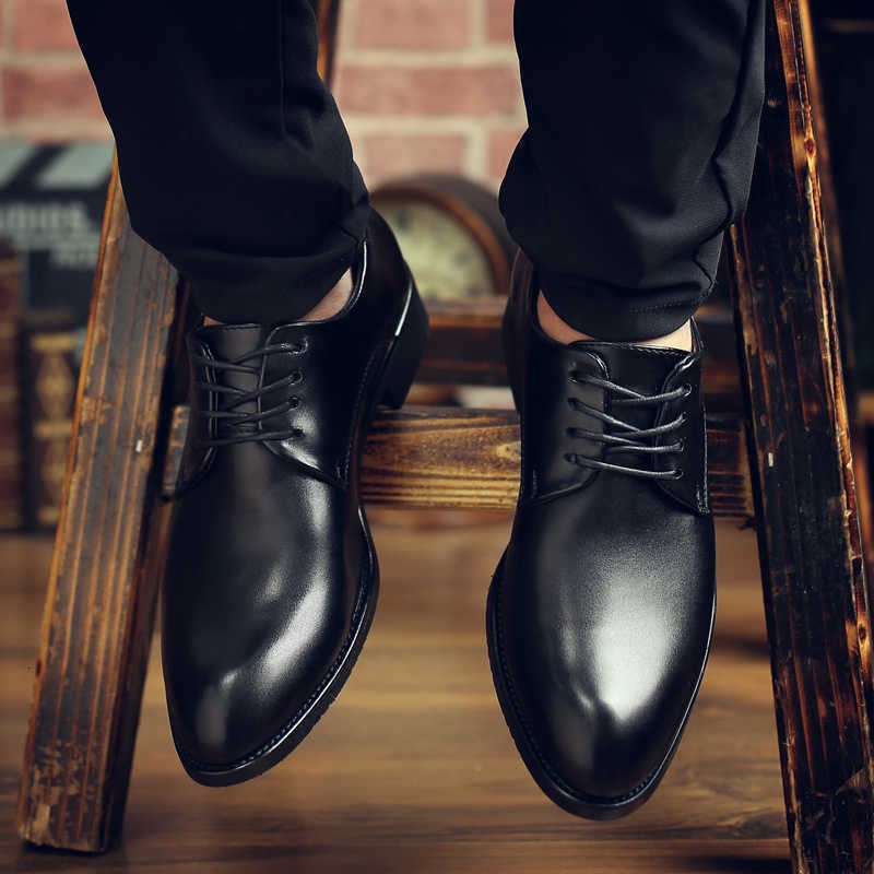 High Quality Genuine Leather Men Dress Shoes Comfortable Casual Formal Business Wedding Dress Shoes