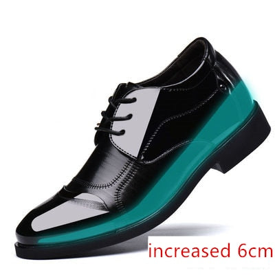 6CM Invisible Height Increase Patent Leather Shoes for Men Wedding Elegant Dress Shoes Men Business Shoes