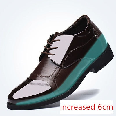 6CM Invisible Height Increase Patent Leather Shoes for Men Wedding Elegant Dress Shoes Men Business Shoes