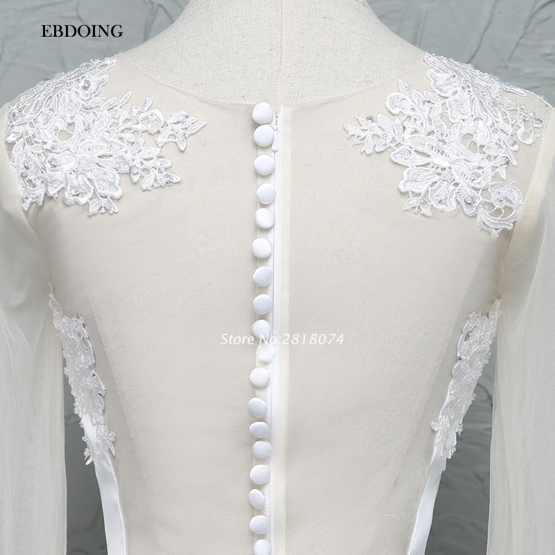 Premium Collection - Wedding Dress Sheath O-neck Neckline Wedding Gowns With Lace Appliques Beaded