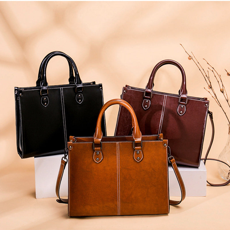 Fashion Genuine Leather Shoulder Bag Women Shopping Tote Office Ladies Handbag Female Messenger Crossbody Top Handle Bag