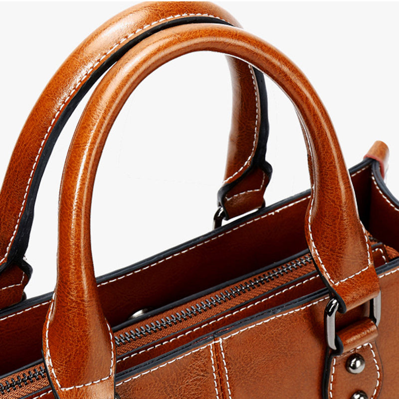 Fashion Genuine Leather Shoulder Bag Women Shopping Tote Office Ladies Handbag Female Messenger Crossbody Top Handle Bag