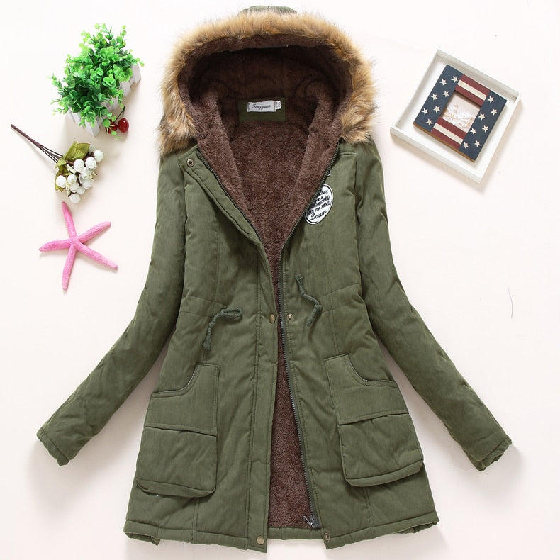 New Winter Women Jacket Medium-long Thicken Outwear Hooded Wadded Coat Slim Parka Cotton-padded Jacket Overcoat