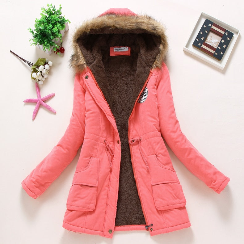New Winter Women Jacket Medium-long Thicken Outwear Hooded Wadded Coat Slim Parka Cotton-padded Jacket Overcoat