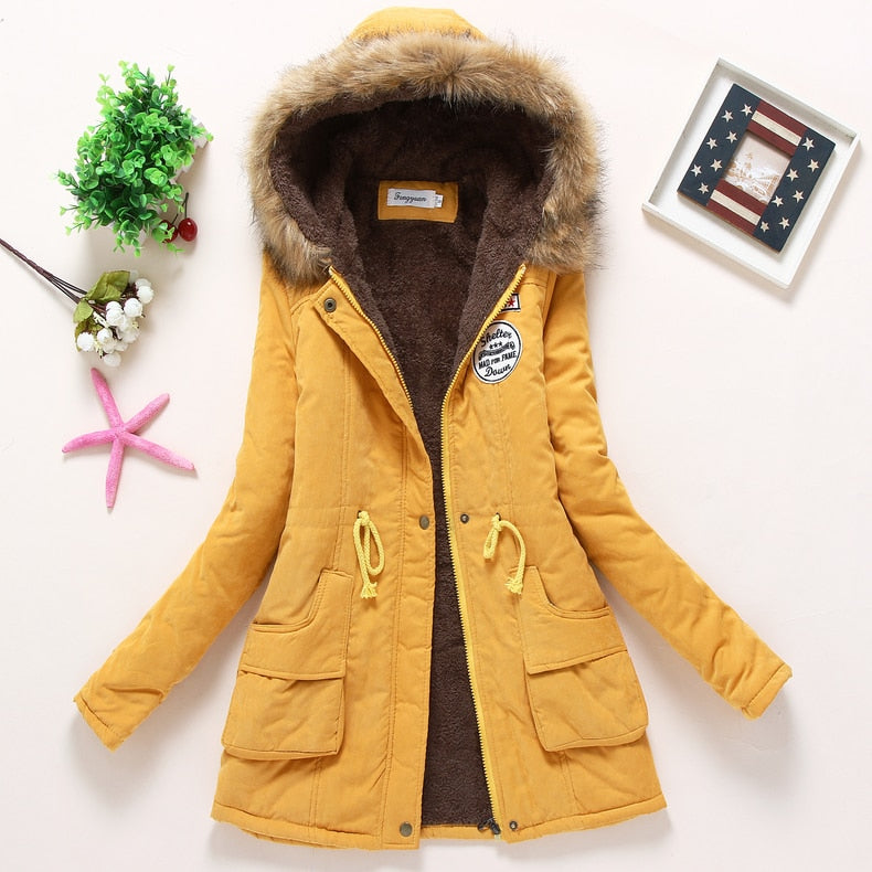 New Winter Women Jacket Medium-long Thicken Outwear Hooded Wadded Coat Slim Parka Cotton-padded Jacket Overcoat