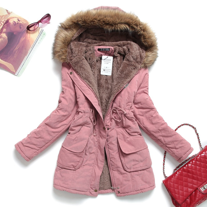New Winter Women Jacket Medium-long Thicken Outwear Hooded Wadded Coat Slim Parka Cotton-padded Jacket Overcoat