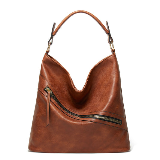 Vintage Women Shoulder Bag Large Capacity PU Luxury Ladies Handbag Fashion Zipper Female Soft Tote Bags for Shopping