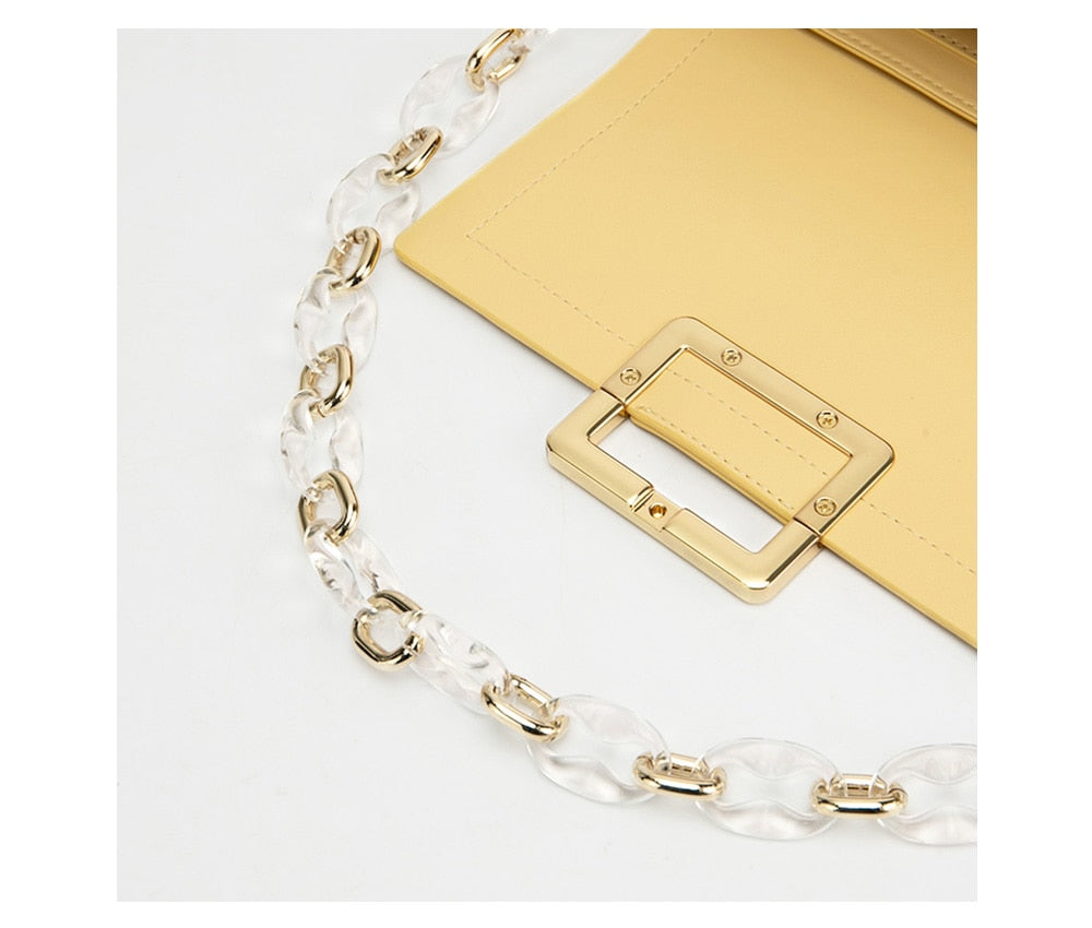 Exquisite Beautiful New Trendy small acrylic chain hand carry female bag shoulder messenger simple square bag luxury design