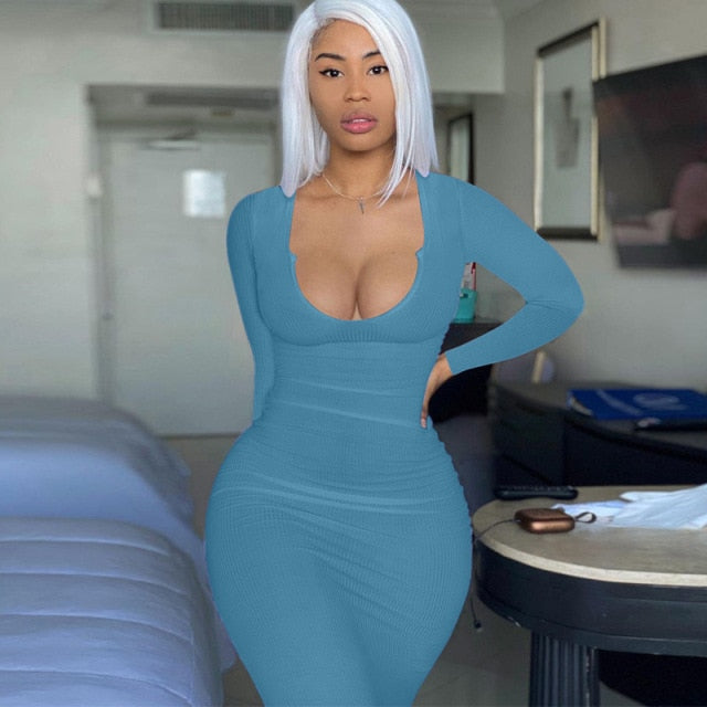 Solid Ribbed Knitted Dress Women Sleeveless Long Maxi Dress V Neck Bodycon Party Club Casual 2021 Spring Summer Vestidos
