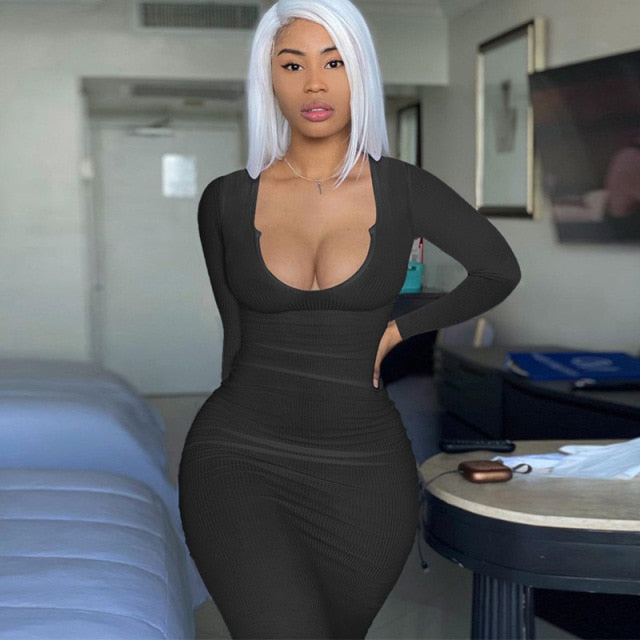 Solid Ribbed Knitted Dress Women Sleeveless Long Maxi Dress V Neck Bodycon Party Club Casual 2021 Spring Summer Vestidos