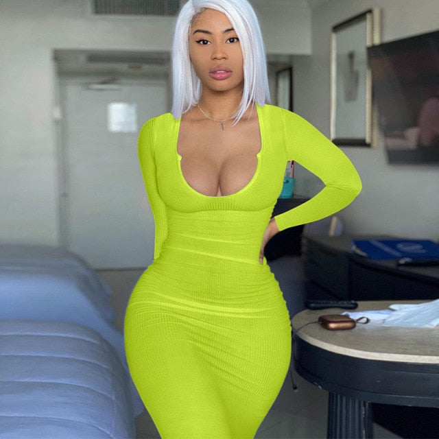 Solid Ribbed Knitted Dress Women Sleeveless Long Maxi Dress V Neck Bodycon Party Club Casual 2021 Spring Summer Vestidos