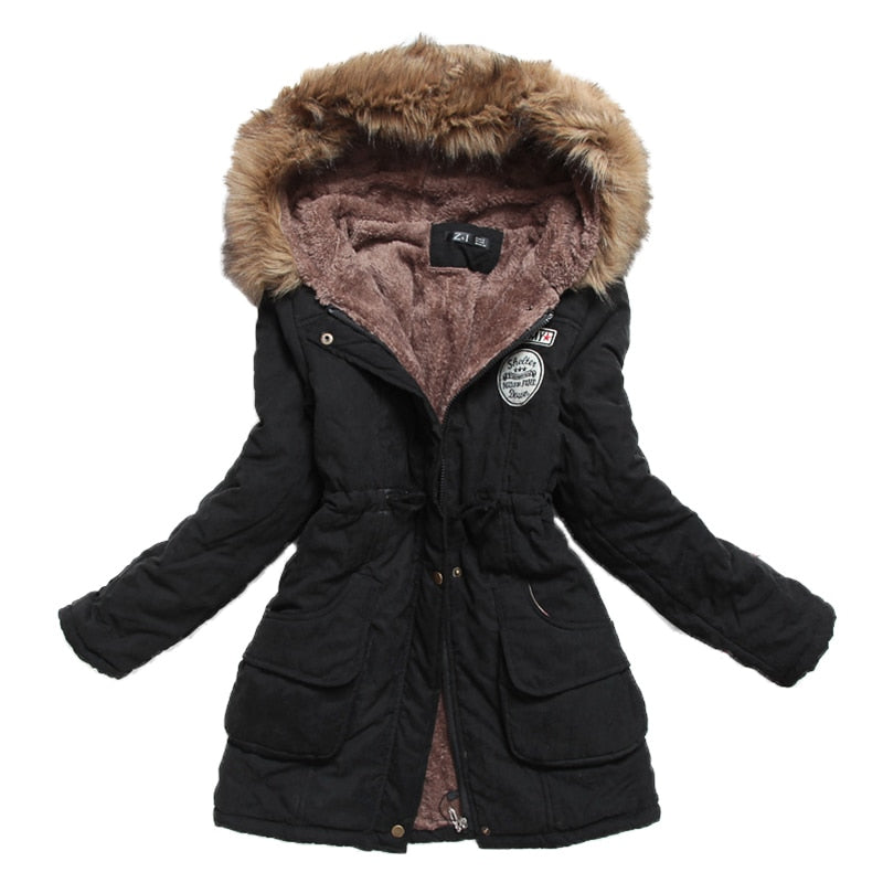 New Winter Women Jacket Medium-long Thicken Outwear Hooded Wadded Coat Slim Parka Cotton-padded Jacket Overcoat