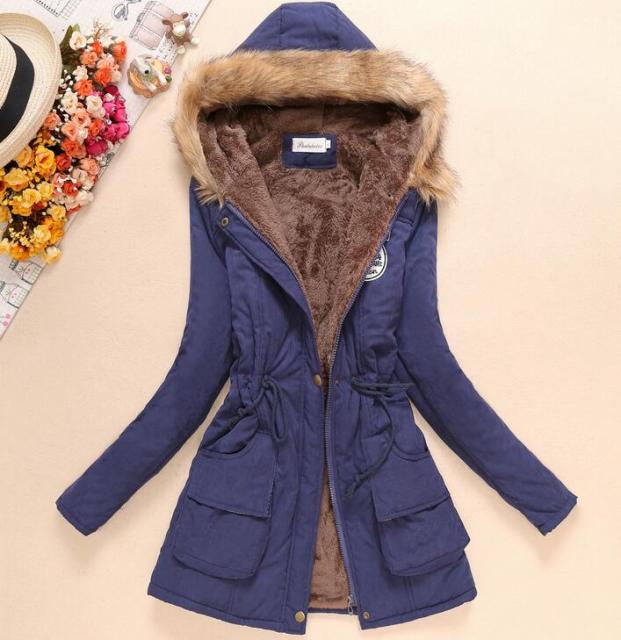 JDEFEG Wool Clothes 3X Women'S Winter Wear Mid Length Peach Skin Waist  Thickened Warm Cotton Coat Coat Loose Large Size Padded Jacket Length  Womens Winter Coats Blue M 