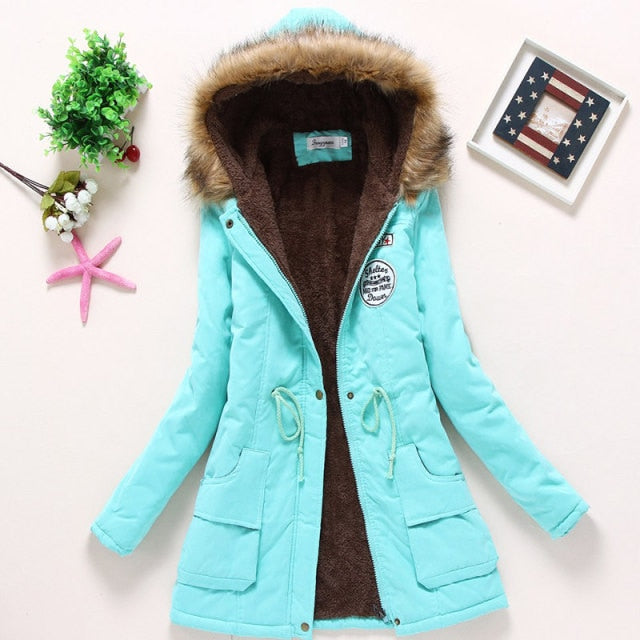 New Winter Women Jacket Medium-long Thicken Outwear Hooded Wadded Coat Slim Parka Cotton-padded Jacket Overcoat