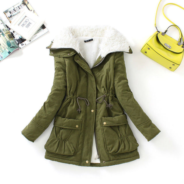 Winter Cotton Coat Women Slim Snow Outwear Medium-long Wadded Jacket Thick Cotton Padded Warm Cotton Parkas
