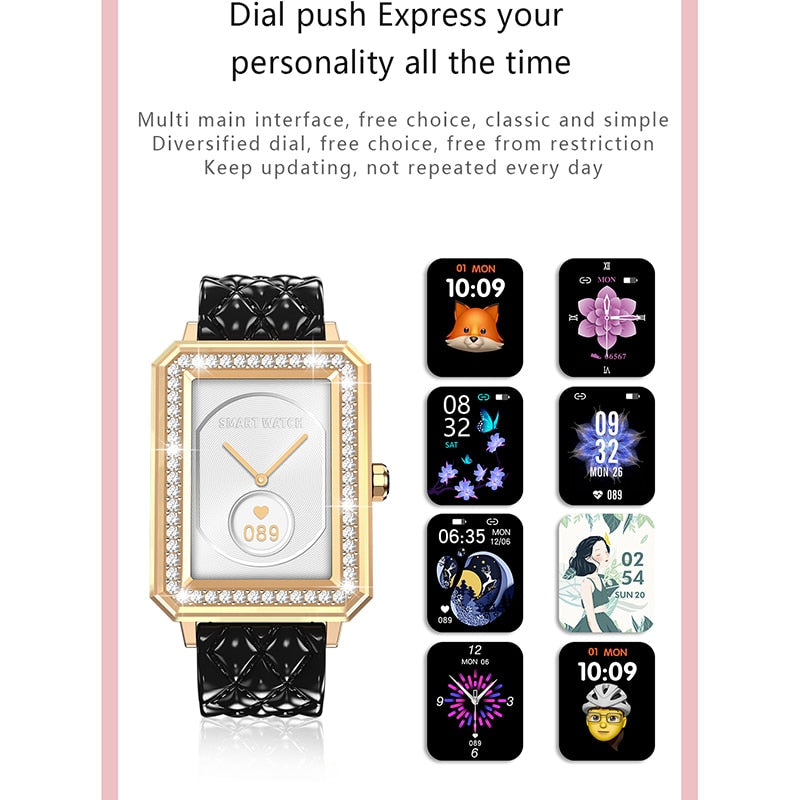 Latest VBDK Smart Watch Bluetooth WiFi Sports Bracelet Watches for Women's Watches Rhinestone Mosaic Luxury Leather Watch