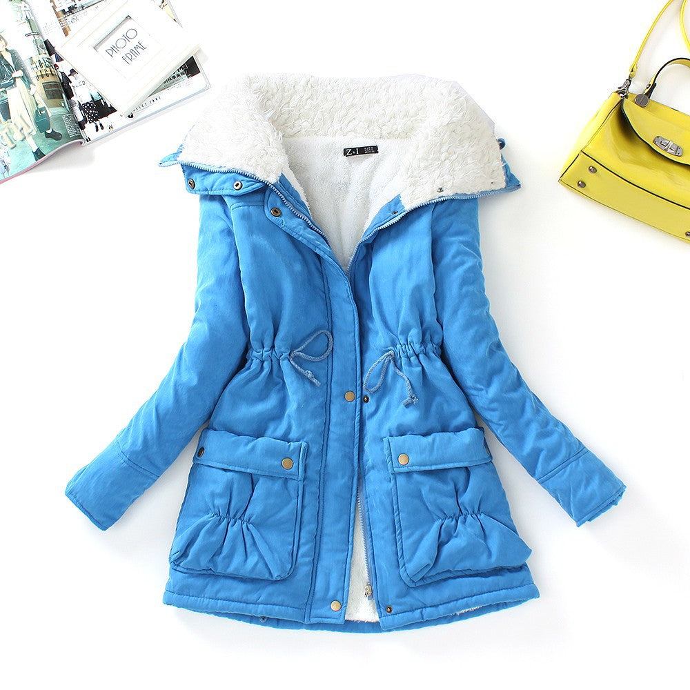 Winter Cotton Coat Women Slim Snow Outwear Medium-long Wadded Jacket Thick Cotton Padded Warm Cotton Parkas