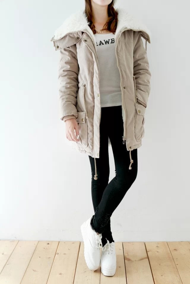 Winter Cotton Coat Women Slim Snow Outwear Medium-long Wadded Jacket Thick Cotton Padded Warm Cotton Parkas