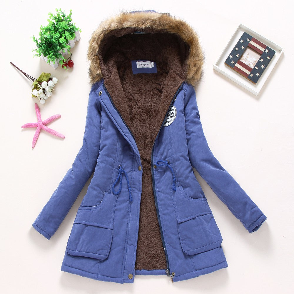 New winter military coats women cotton wadded hooded jacket medium-long casual parka thickness quilt snow outwear
