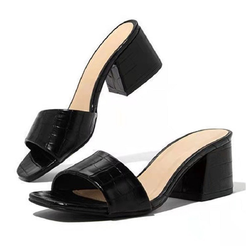 Women Pumps Slippers Ladies Sandals Square Toe Female Slides Summer Shoes Sandals High Heels