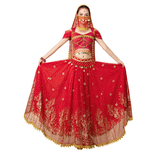 Dress For Women Belly Dance Indian Outfits Bollywood Dress Costume Set Party Cosplay Festival Performance Embroidered Top Skirt