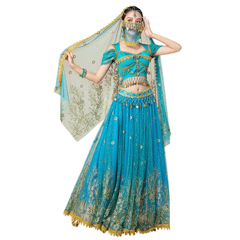 Dress For Women Belly Dance Indian Outfits Bollywood Dress Costume Set Party Cosplay Festival Performance Embroidered Top Skirt