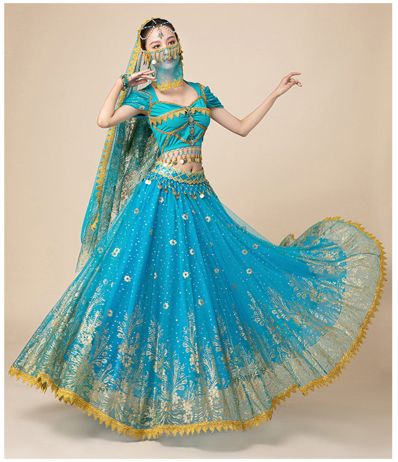 Dress For Women Belly Dance Indian Outfits Bollywood Dress Costume Set Party Cosplay Festival Performance Embroidered Top Skirt