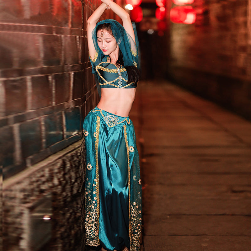 Exquisite Belly Dance Genie Jasmine Arabian Belly Dancer Princess Aladdin Fancy Dress Up Costume