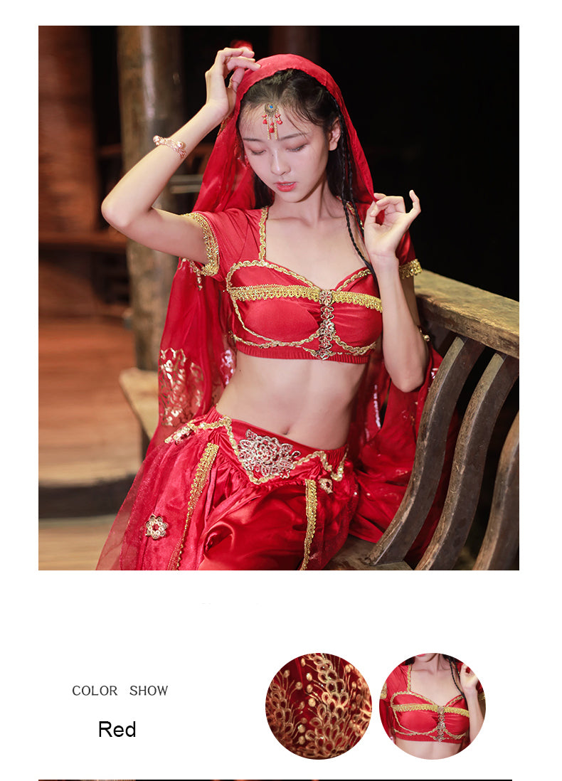 Exquisite Belly Dance Genie Jasmine Arabian Belly Dancer Princess Aladdin Fancy Dress Up Costume