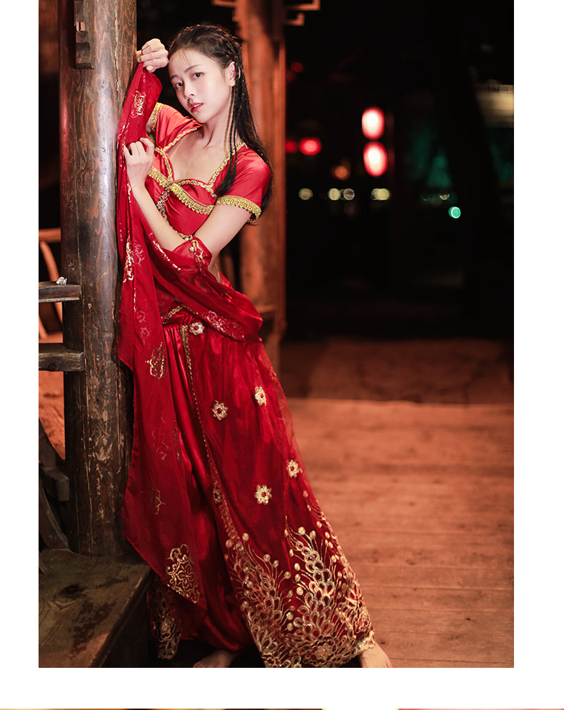 Exquisite Belly Dance Genie Jasmine Arabian Belly Dancer Princess Aladdin Fancy Dress Up Costume