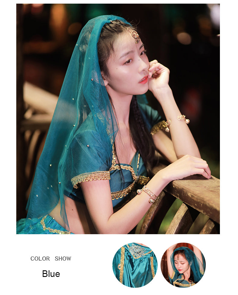 Exquisite Belly Dance Genie Jasmine Arabian Belly Dancer Princess Aladdin Fancy Dress Up Costume