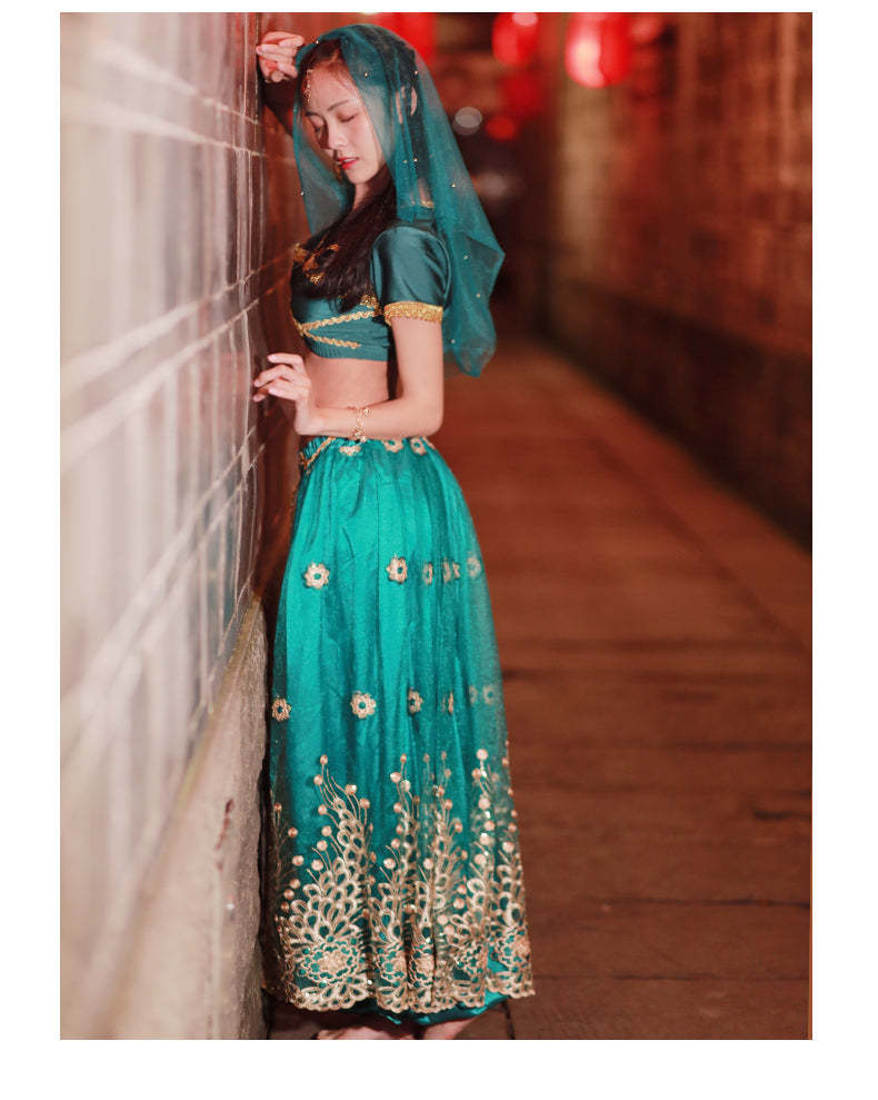 Exquisite Belly Dance Genie Jasmine Arabian Belly Dancer Princess Aladdin Fancy Dress Up Costume