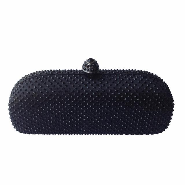 Elegante Navy Blue Crystal Box Clutch Bag and Purses Rhinestone Evening Bags
