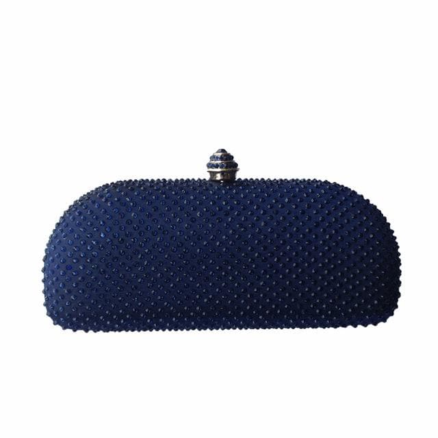 Elegante Navy Blue Crystal Box Clutch Bag and Purses Rhinestone Evening Bags