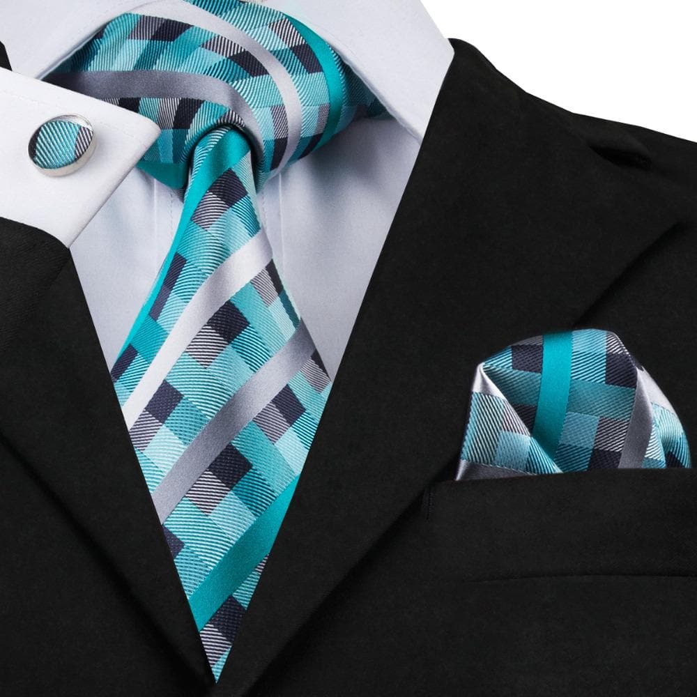 SN-553 Men's 100% Jacquard Woven Silk Neckties Tie handkerchief Cufflinks Sets for men Formal Wedding Party Groom Free Shipping
