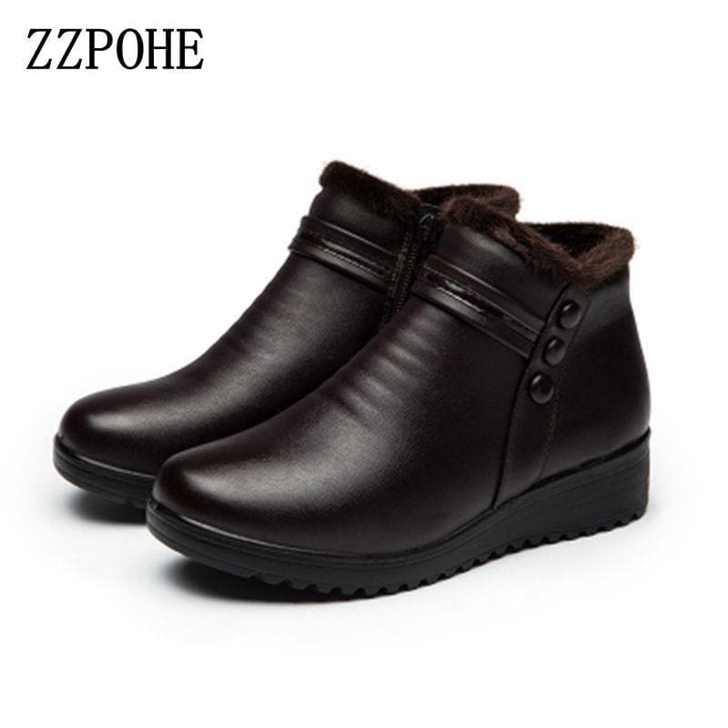 Genuine Leather Ankle Warm Boots